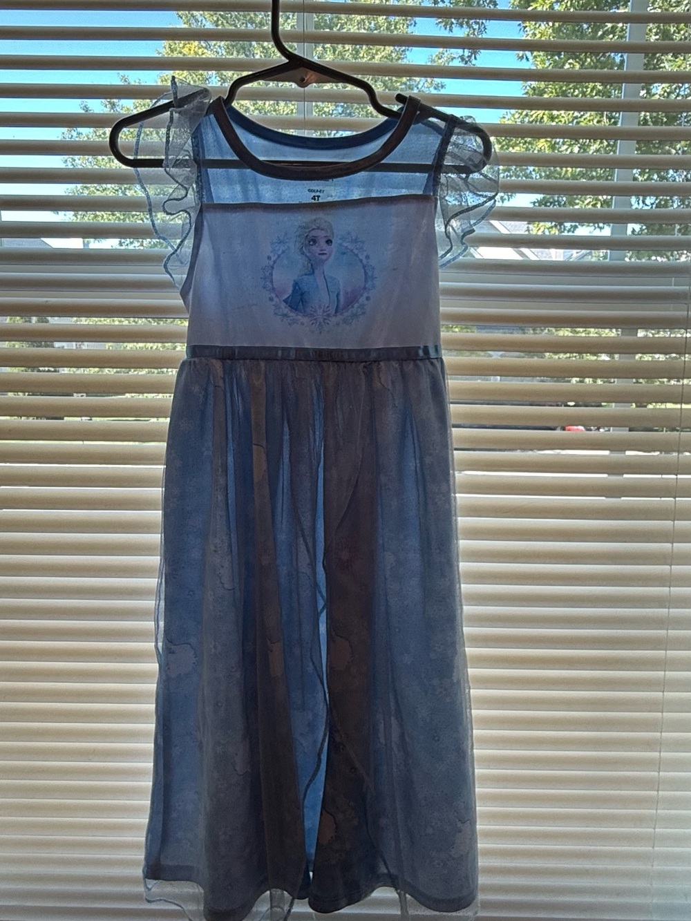 Disney Blue Elsa Nightgown with Sheer Overlay,size 4T
